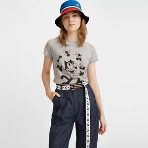 LEVI'S De Félix the Cat Black & Grey Cotton T-Shirt Size XS